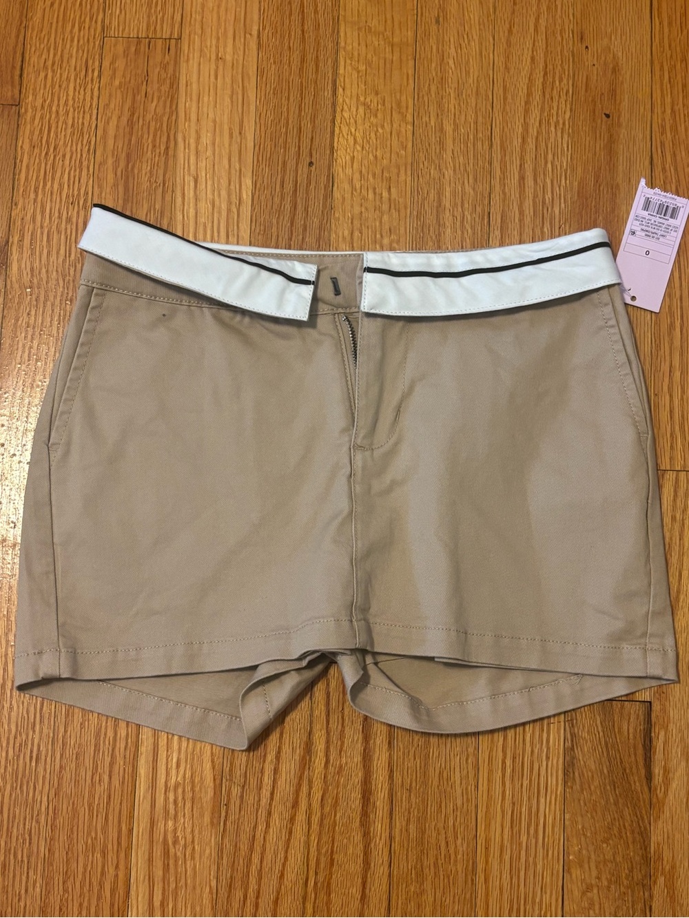 Wild Fable High Rise Chino Shorts Size 0 Light Taupe White Trim NWT